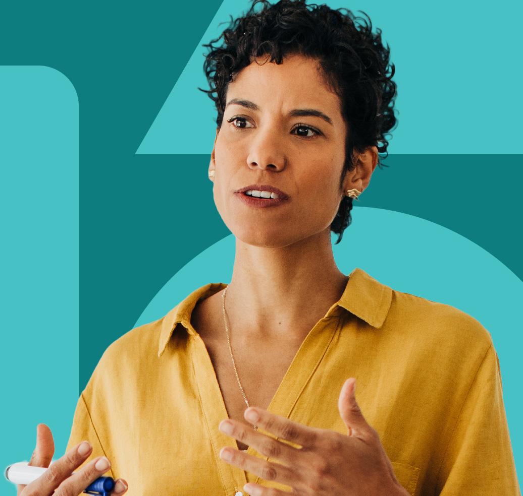 A facilitator presenting agentic strategy to a leadership team