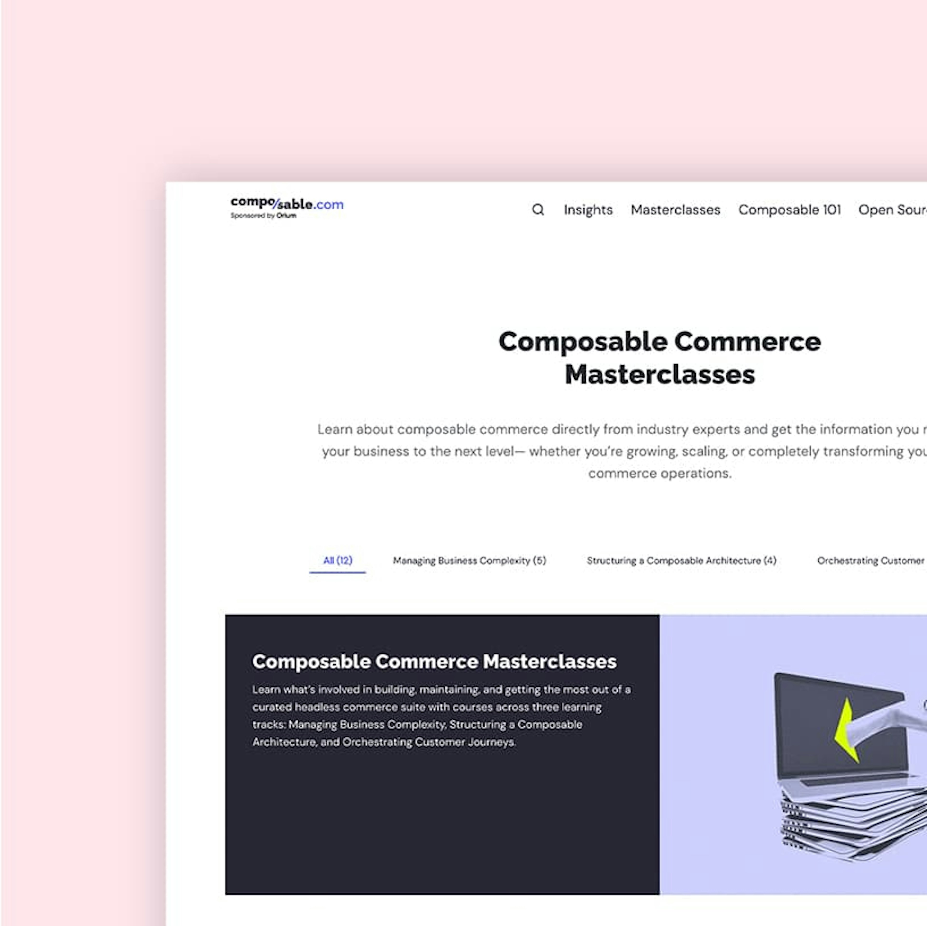 A preview of the Composable.com masterclasses landing page.