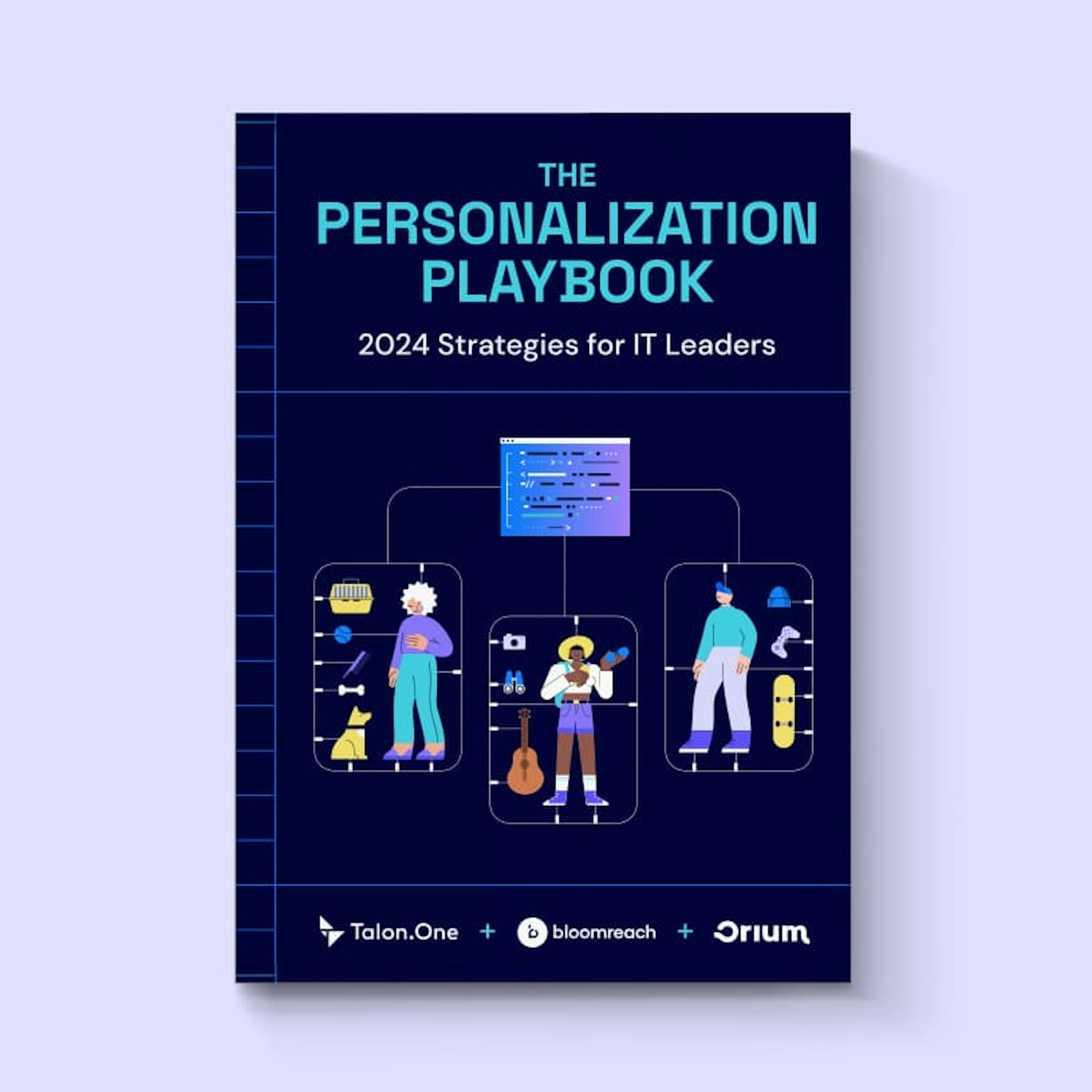 The cover for "The Personalization Playbook" presented by Talon.One, Bloomreach, and Orium.