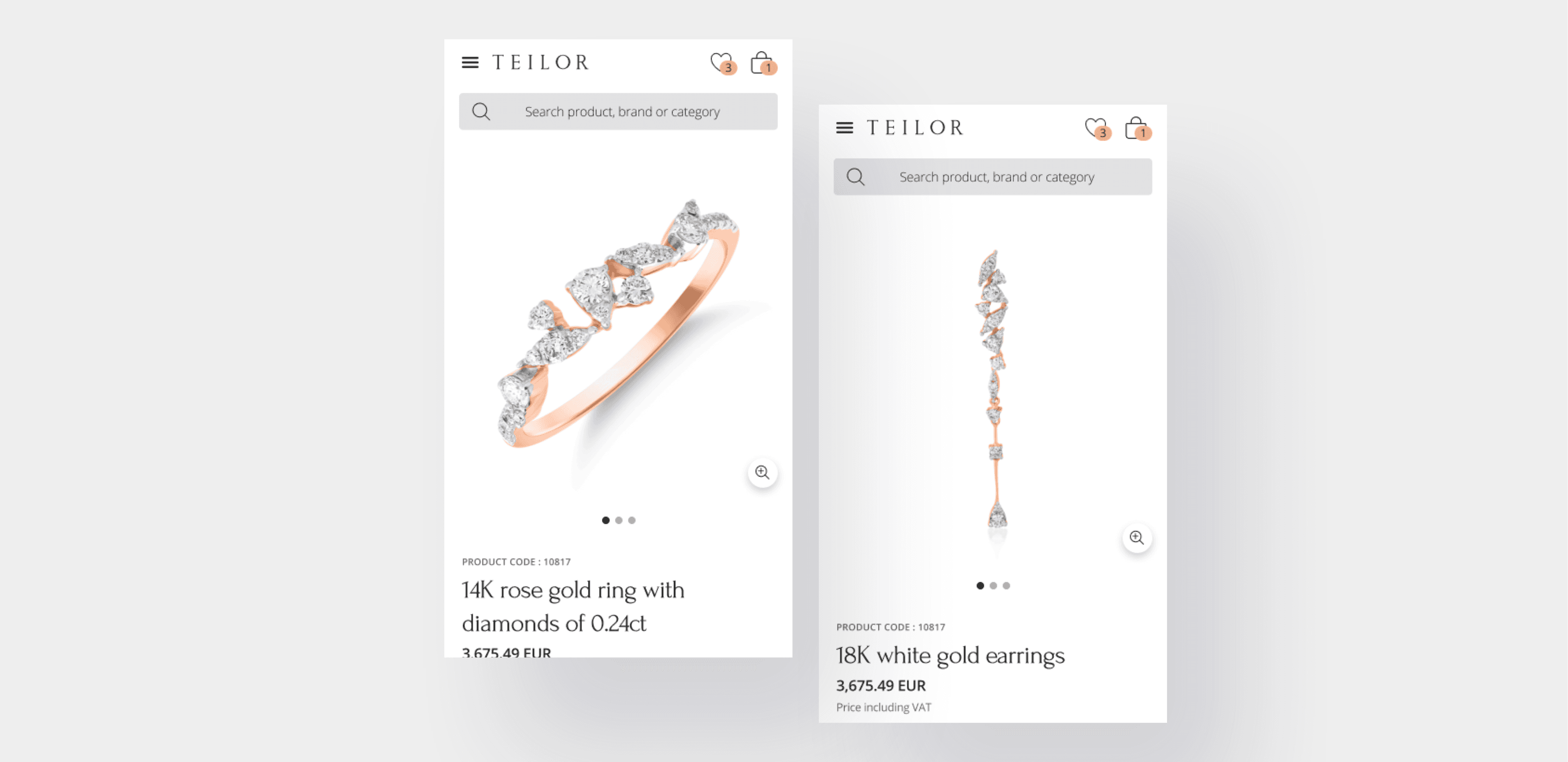 Teilor product page preview on mobile.