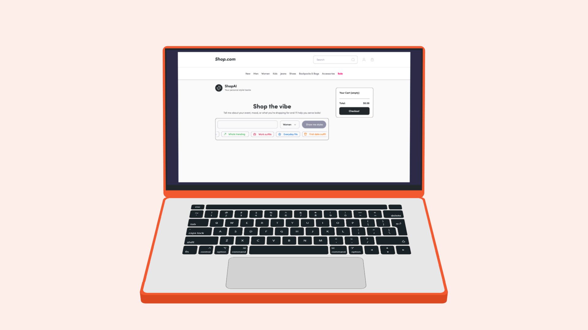 A woman sits in front of a laptop at a cafe